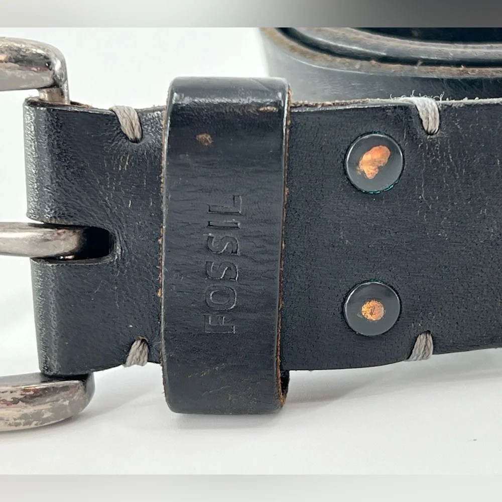 Vintage Fossil Black‎ Leather Belt 38